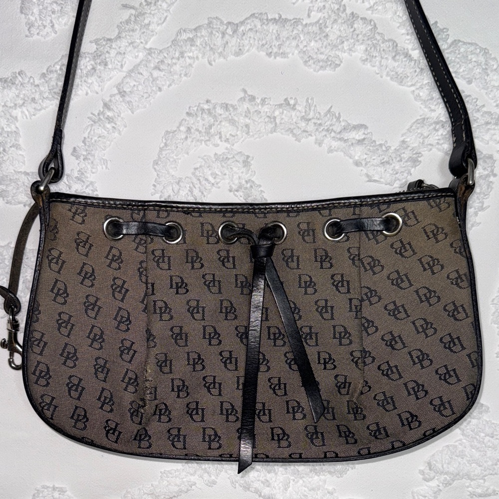 Dooney & Bourke Black and Brown Monogram Shoulder Bag